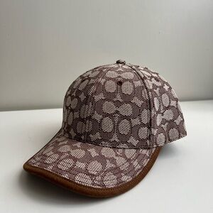 Coach Signature Jacquard and Suede Trim Baseball Hat